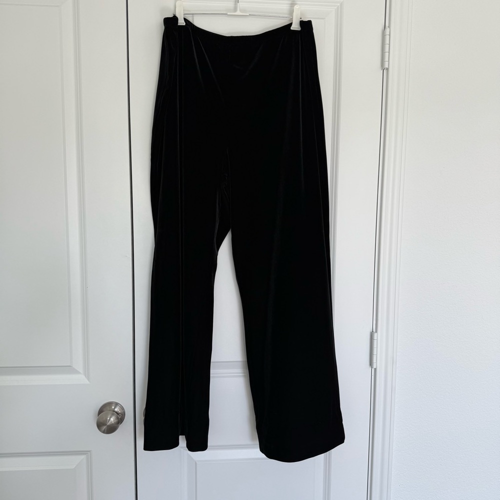 Talbots Black Velvet Wide Leg Women's Pull on Pants XL